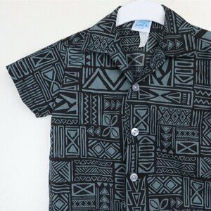 Baby Kala Hawaii Shirt Toddler Size 2 Green & Black Button Down Vacation Travel